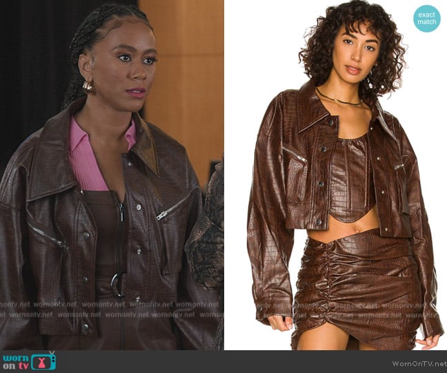By.Dyln Elodie Jacket worn by Keisha (Netta Walker) on All American Homecoming