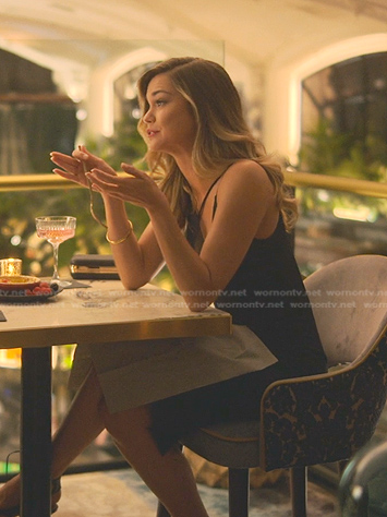 Callie’s black asymmetric mesh dress on Good Trouble