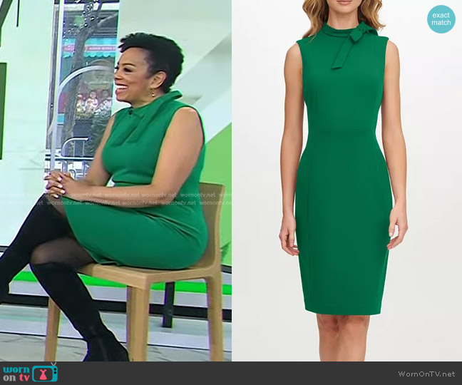 Calvin Klein Tie-Neck Sheath Dress worn by Sharon Epperson on Today