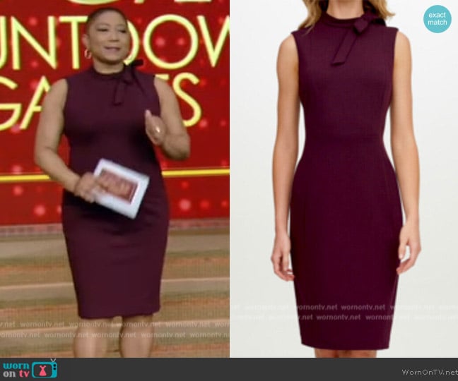 Calvin Klein Tie-Neck Sheath Dress worn by Deja Vu on Live with Kelly and Mark