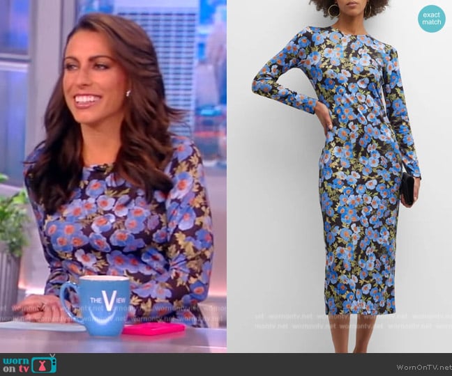 Carolina Herrera Floral Print Long Sleeve Midi Dress worn by Alyssa Farah Griffin on The View