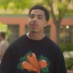 Junior’s black carrot graphic sweatshirt on Grown-ish