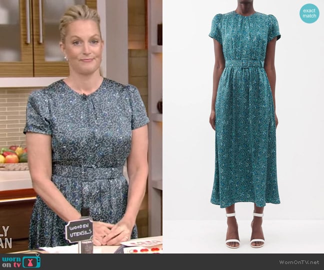 Cefinn Nina Belted Printed-Twill Midi Dress worn by Ali Wentworth on Live with Kelly and Mark