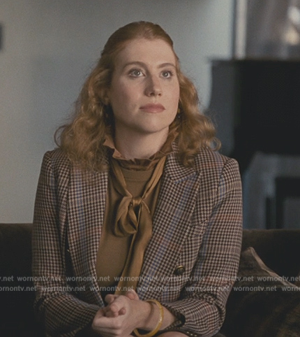 Plaid double breasted blazer on Succession