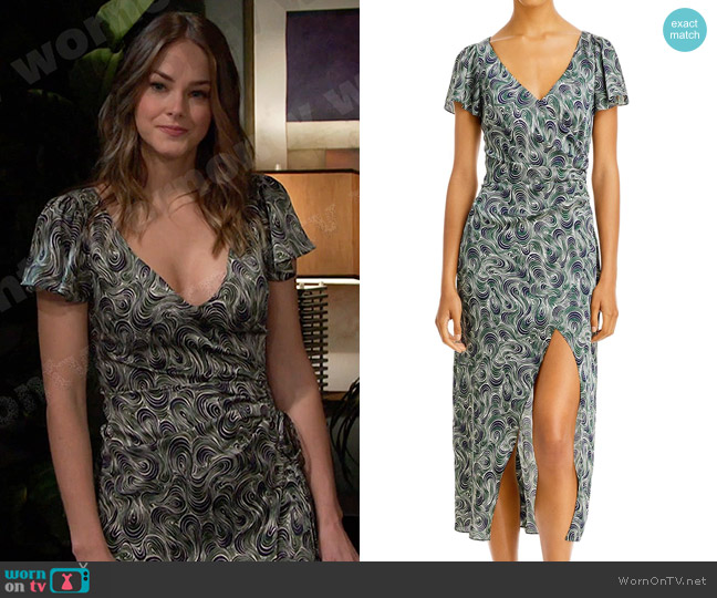 Cinq a Sept Kacydie Swirl Midi Dress worn by Stephanie Johnson (Abigail Klein) on Days of our Lives