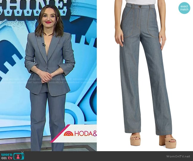 Cinq a Sept Paco Pants in Indigo worn by Chloe Fineman on Today