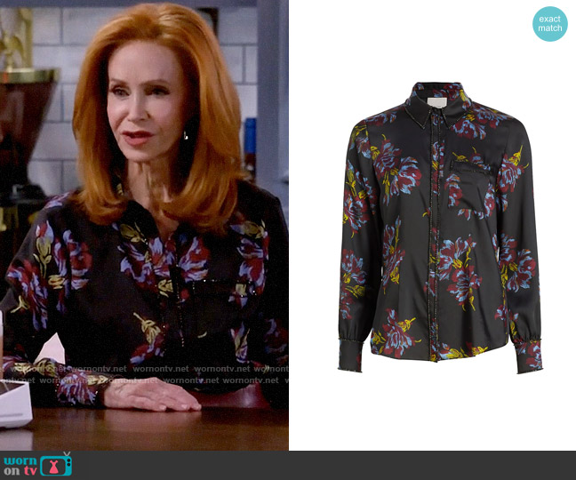 Cinq a Sept Blanche Blouse worn by Sheila (Swoosie Kurtz) on Call Me Kat