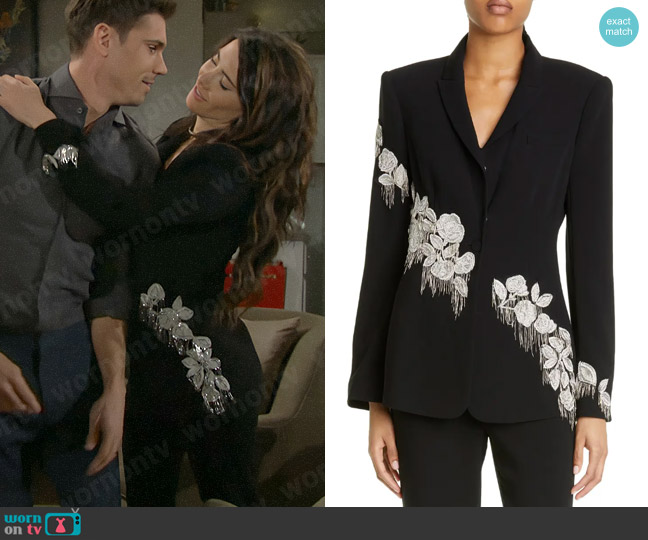 Cinq a Sept Candace Embellished Blazer worn by Steffy Forrester (Jacqueline MacInnes Wood) on The Bold and the Beautiful