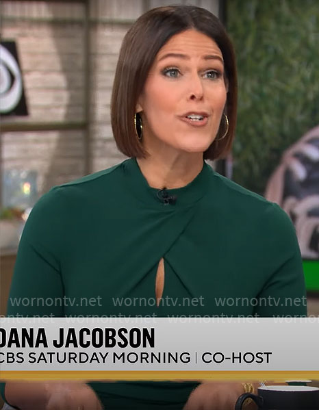 Dana Jacobson’s green keyhole dress on CBS Mornings