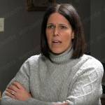 Dana Jacobson’s grey cable knit sweater on CBS Mornings