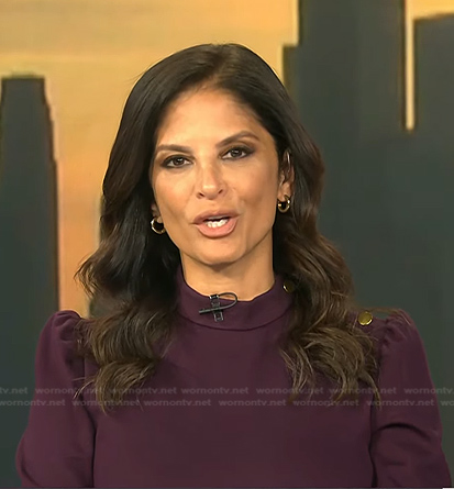 Darlene Rodriguez’s purple buttoned shoulder dress on Today