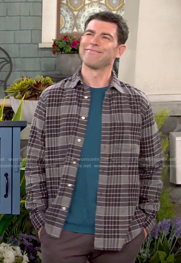 Dave’s grey checked shirt on The Neighborhood