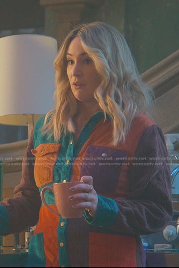 Davia’s colorblock corduroy shirtdress on Good Trouble