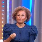 Debra L. Lee’s puff sleeve denim dress on Good Morning America