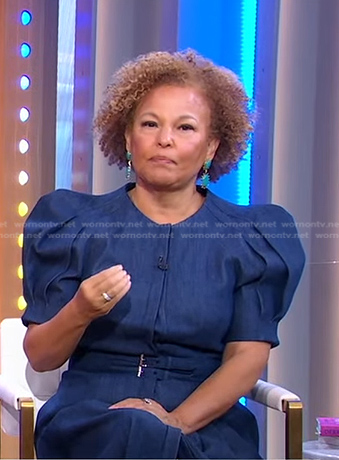 Debra L. Lee’s puff sleeve denim dress on Good Morning America
