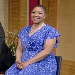 Deja Vu’s blue printed wrap dress on Live with Kelly and Ryan
