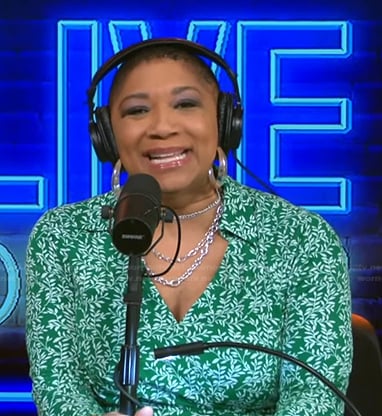 Deja Vu’s green floral wrap dress on Live with Kelly and Ryan