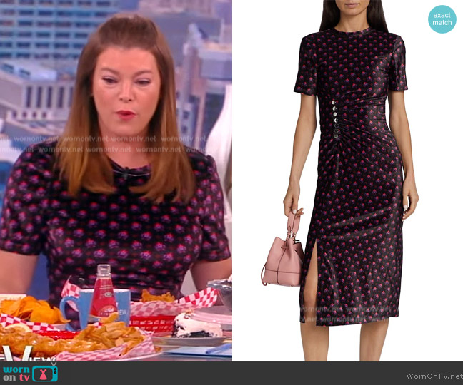 Derek Lam 10 Crosby Ruched printed velvet midi dress worn by Gail Simmons on The View