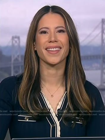Deirdre’s navy contrast ribbed dress on NBC News Daily