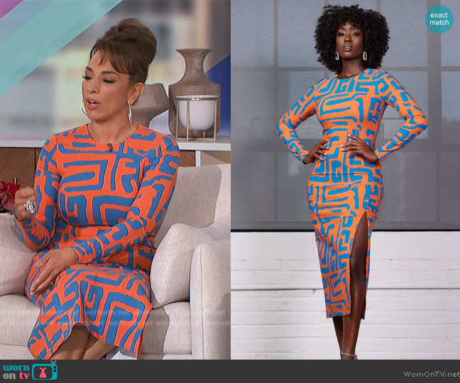 D'Iyanu Chidima African Print Stretch Tunic Dress worn by Michelle Miller on The Talk