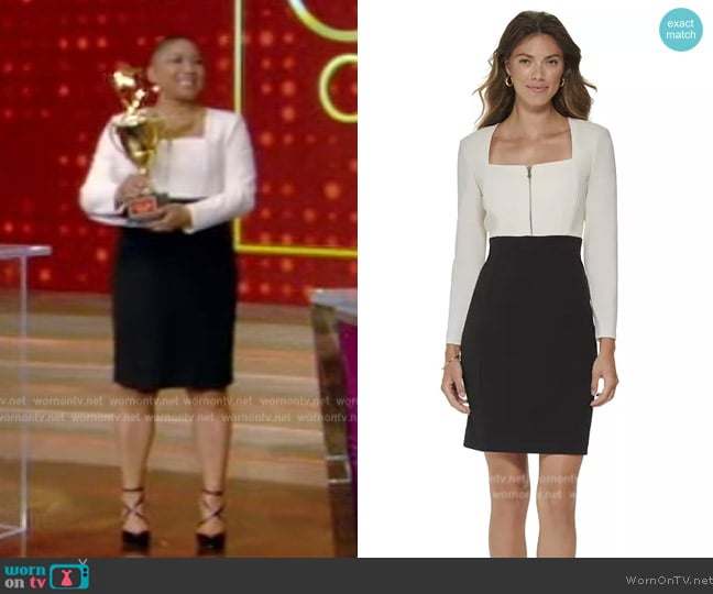 DKNY Colorblocked Scuba-Crepe Sheath Dress worn by Deja Vu on Live with Kelly and Mark