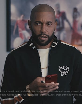 Doc’s black MCM bomber jacket on Bel-Air