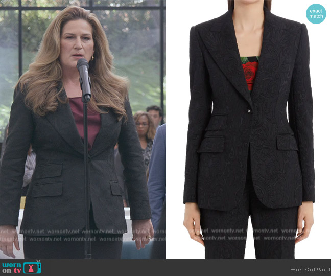 Dolce & Gabbana Floral Jacquard Blazer worn by Katherine Hastings (Ana Gasteyer) on American Auto