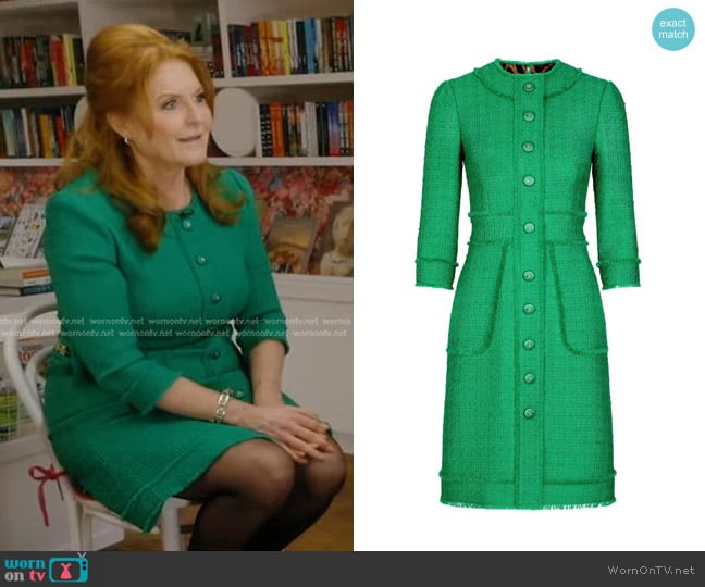 Dolce & Gabbana Button-Front Crew-Neck Dress worn by Sarah Ferguson on Good Morning America