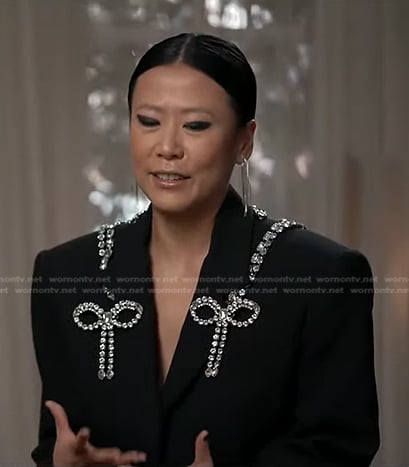 Domee Shi’s black crystal embellished jacket on Good Morning America