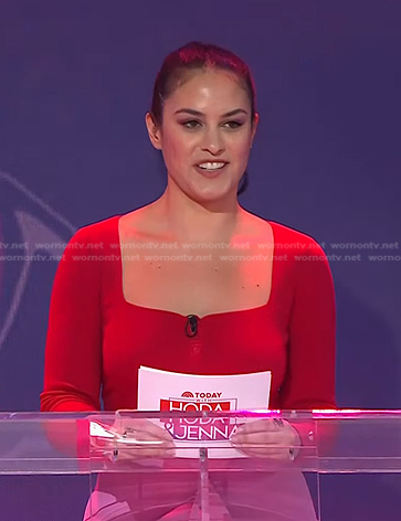 Donna’s red square-neck top on Today
