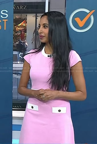 Dr. Roshini Rajapaksa’s pink short sleeve dress on Today