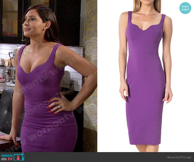 Dress The Population Sloane Sleeveless Sheath Dress worn by Gabi Hernandez (Camila Banus) on Days of our Lives