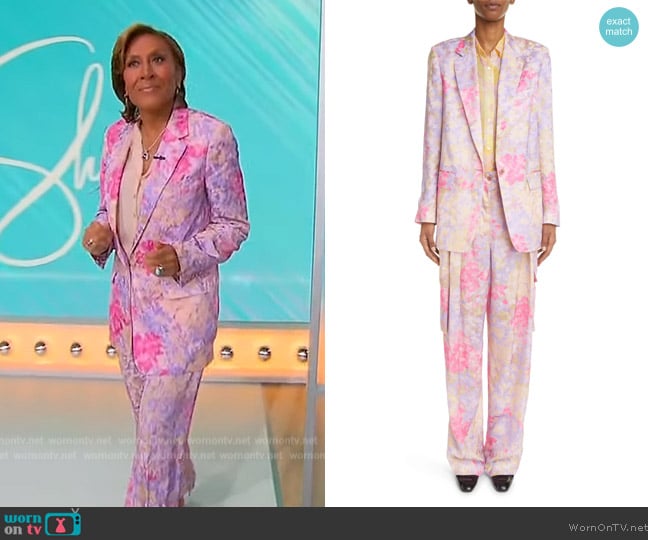 Dries Van Noten Blanchet Floral Print Cupro Blazer worn by Robin Roberts on Sherri