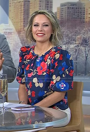 Dylan’s blue floral puff sleeve top on Today