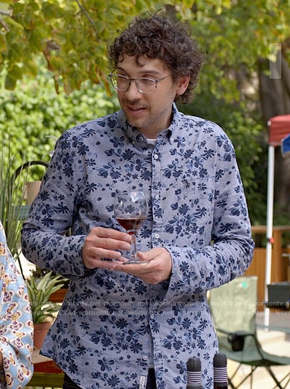 Edward’s blue floral shirt on Not Dead Yet