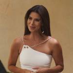 Elena’s chain strap asymmetric dress on Fantasy Island