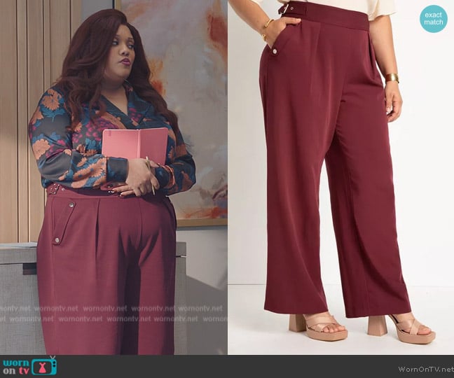 Eloquii Belt Detail Trouser worn by Dori Ovens (X Mayo) on American Auto