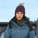 Emilie’s blue jacket and purple knit beanie on Today