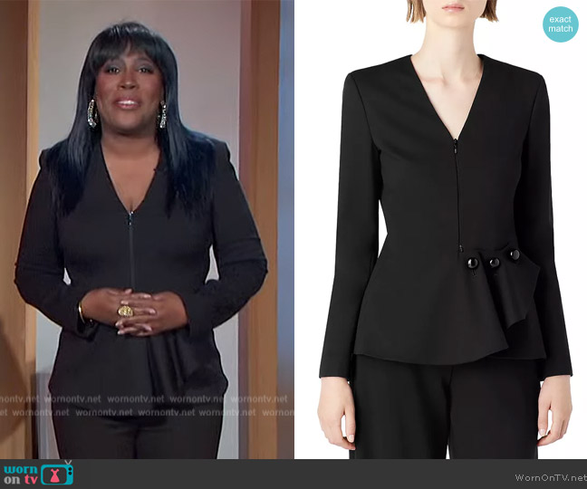 Emporio Armani Ruffled Jacket worn by Sheryl Underwood on The Talk