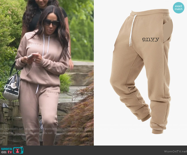 Envy Taupe Sweatpants worn by Melissa Gorga on The Real Housewives of New Jersey
