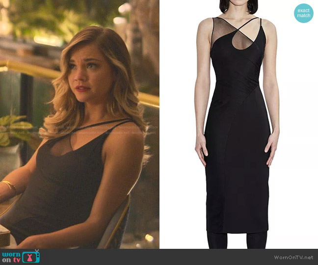 Et Ochs Kaia Mesh Overlay Midi Dress worn by Callie Foster (Maia Mitchell) on Good Trouble