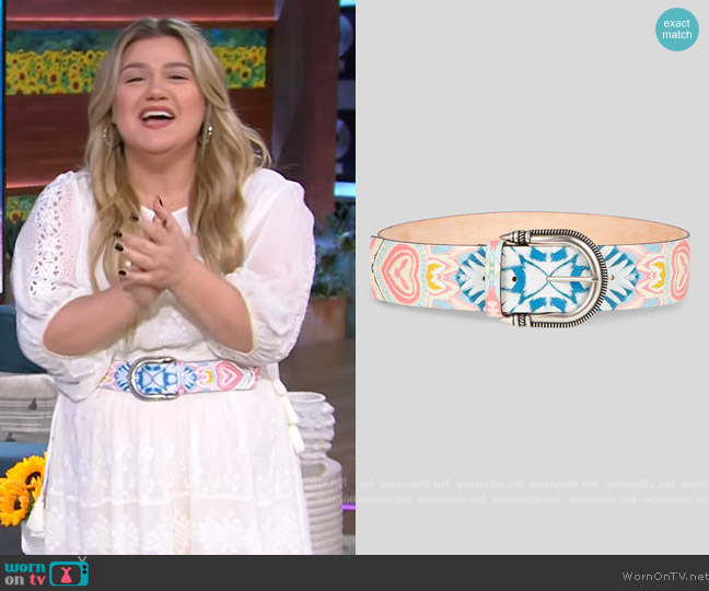 Etro Floral Print Leather Belt worn by Kelly Clarkson on The Kelly Clarkson Show