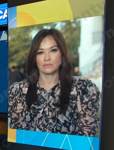 Eva’s black floral puff sleeve blouse on Good Morning America