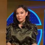 Eva’s green puff sleeve blouse on Good Morning America