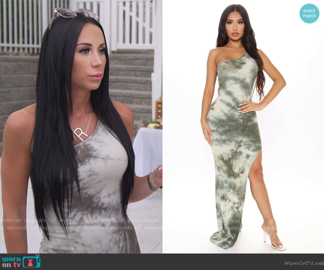 Fashion Nova One Shoulder Tie Dye Dress worn by  on The Real Housewives of New Jersey