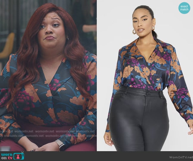 Fashion to Figure Taryn Floral Bodysuit worn by Dori Ovens (X Mayo) on American Auto