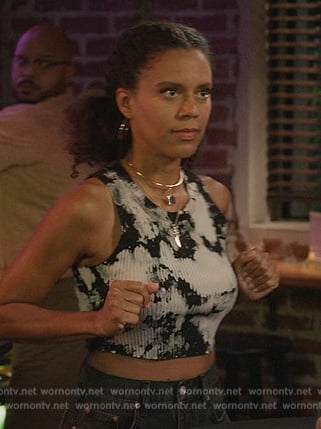Fay’s tie dye ribbed tank on Grand Crew