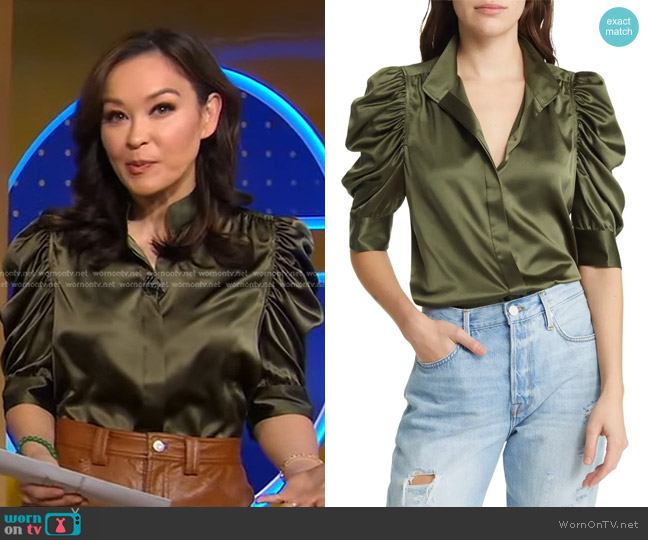 Frame Gillian Stretch Silk Blouse worn by Eva Pilgrim on Good Morning America