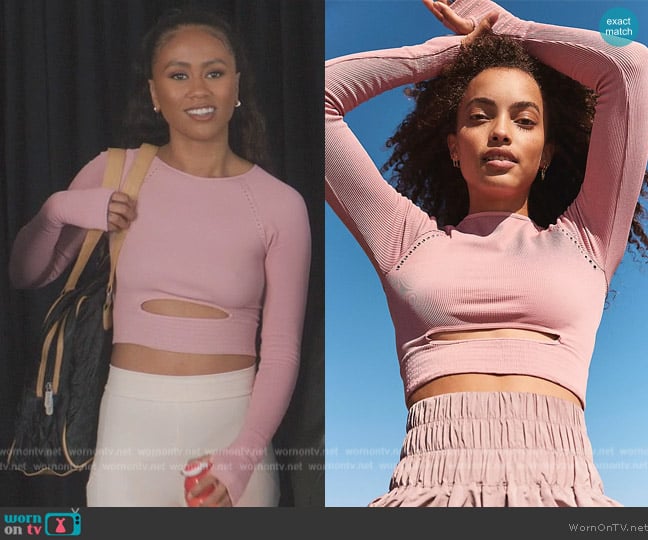 Free People Cut It Out Long Sleeved Top worn by Keisha (Netta Walker) on All American Homecoming