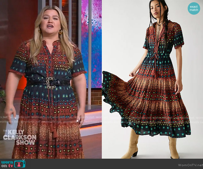Free People Rare Feelings Maxi Dress worn by Kelly Clarkson on The Kelly Clarkson Show